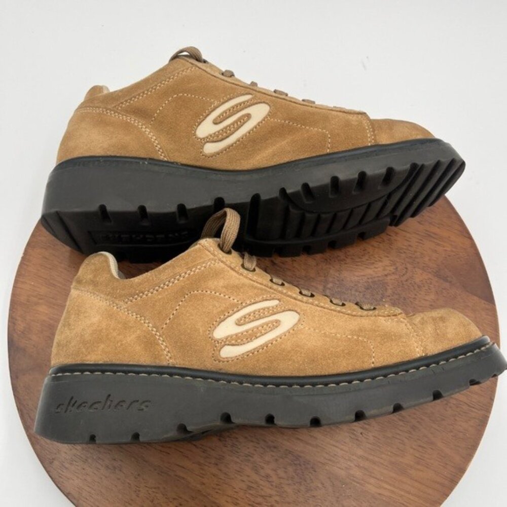 Skechers Vintage Y2K 90s Chunky Platform Suede Leather Retro Oxford Shoes SZ 8.5 - Picture 3 of 9